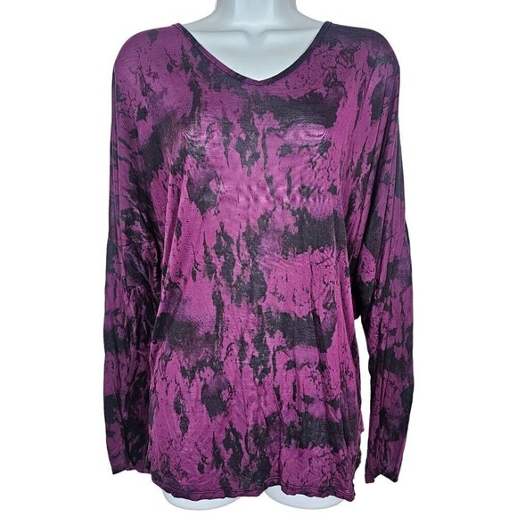 Michael Stars Oversized Purble Black Blouse V-neck Off Shoulder Doleman Sleeve - Picture 1 of 8